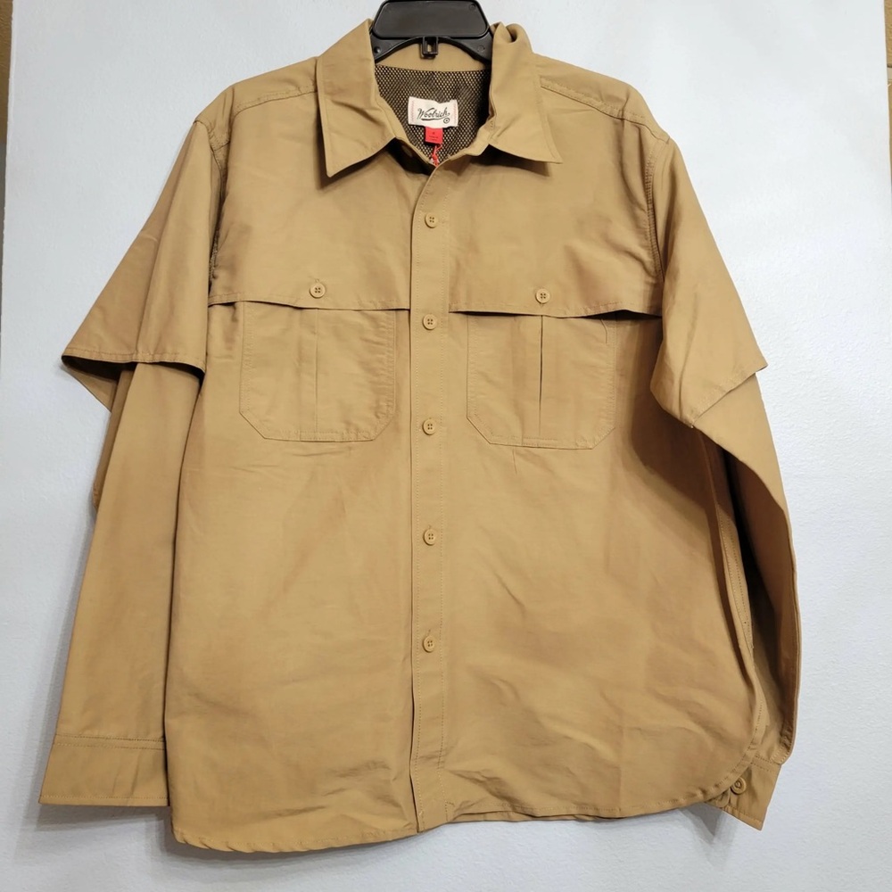 NWT Men's Large Woolrich Lined Fishing Button-Up Shirt in Khaki - Picture 3 of 10
